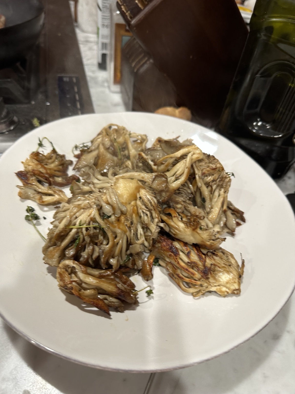 Mixed sauteed mushrooms browned with fresh herbs